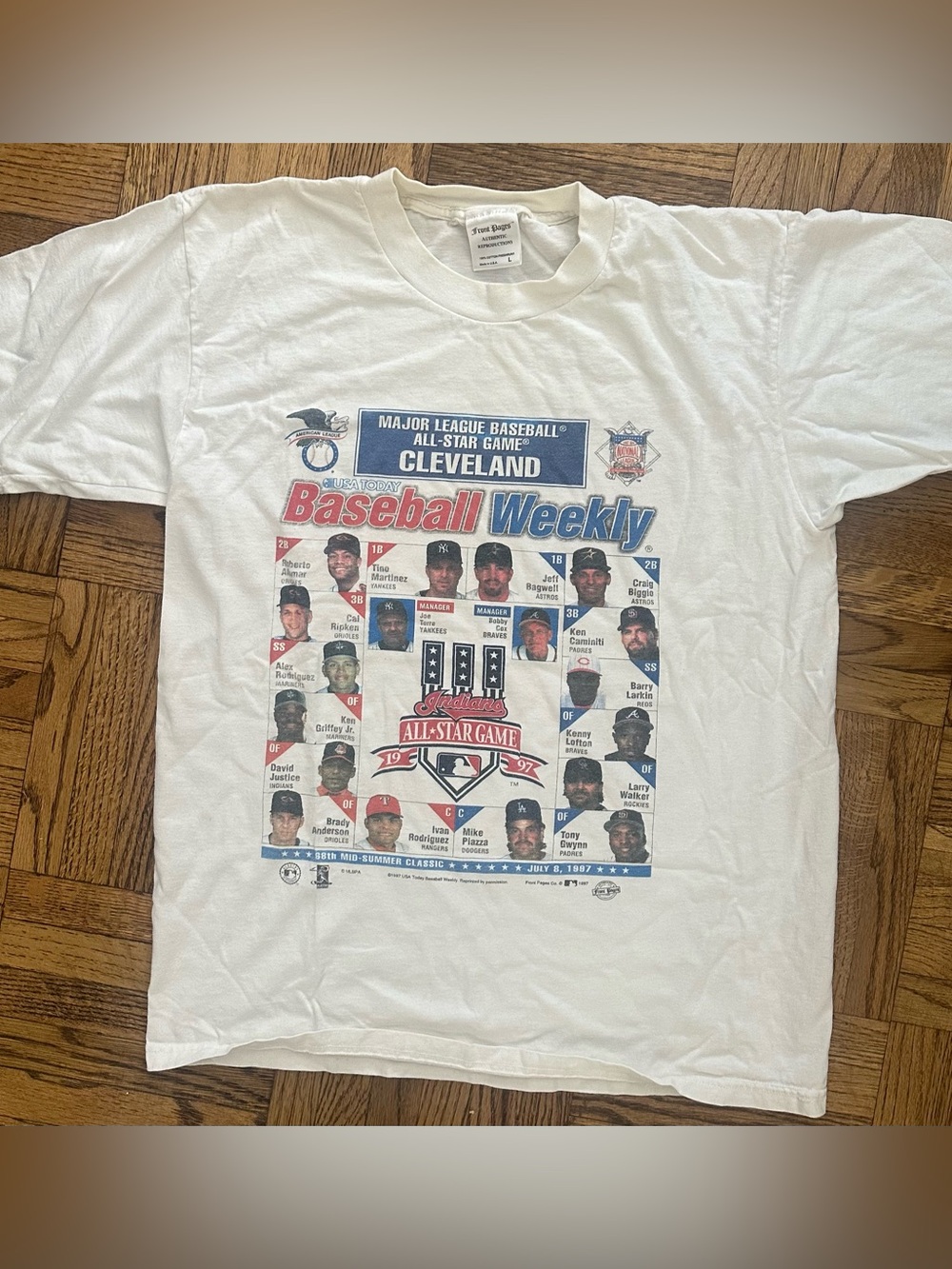 Vintage 1997 MLB All-Star Game Cleveland Baseball Weekly T-Shirt Large